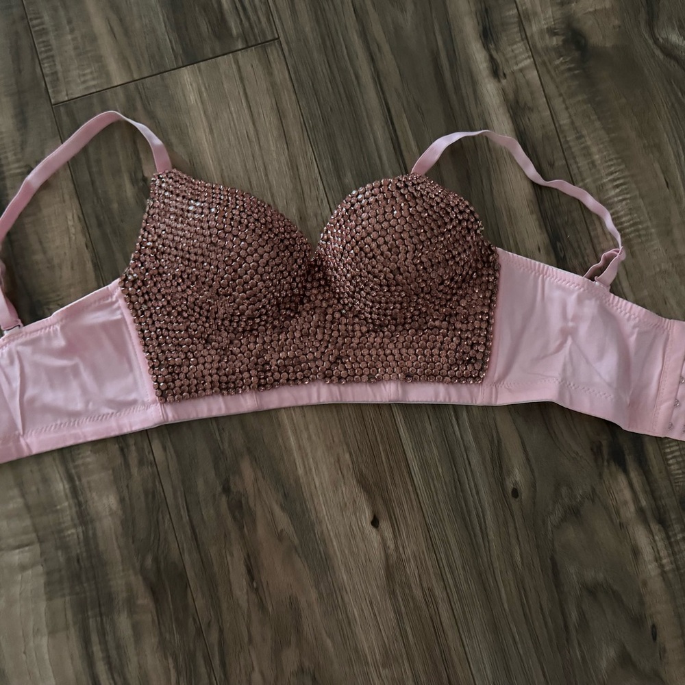 Pink Embellished Bra